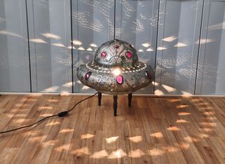 Lámpara de mesa/suelo metal y cristal