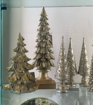 Set 5 Alberi Natale Decorativi Oro Argento