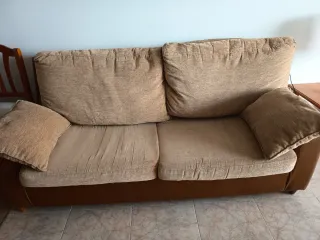 Sofá de 3 plazas tela y piel
