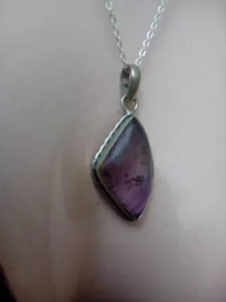 Collana Argento e Acciaio con Fluorite Naturale