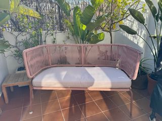 Divano esterno in corda color salmone