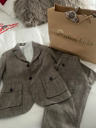 Traje Rubio Kids niño marrón y blanco