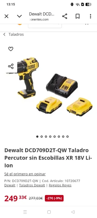 Taladro Dewalt DCD709D2T-QW Nuevo