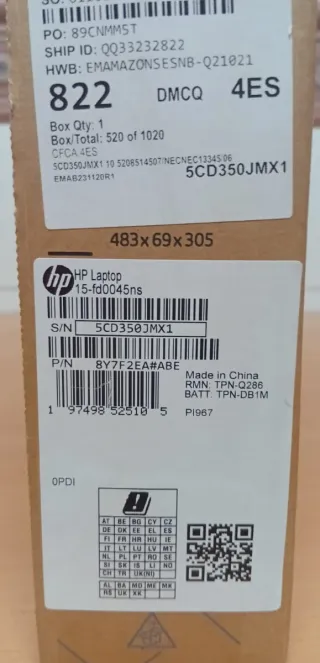 Ordenador portátil HP Laptop 15-fd0045ns . 512 GB