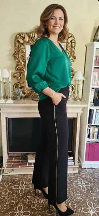 Pantalón vestir Vanilla negro con raya lateral