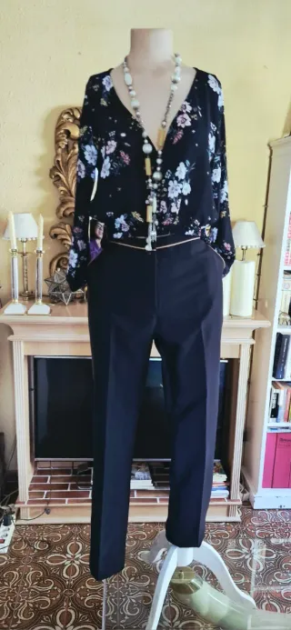 Pantalón vestir Vanilla negro con raya lateral