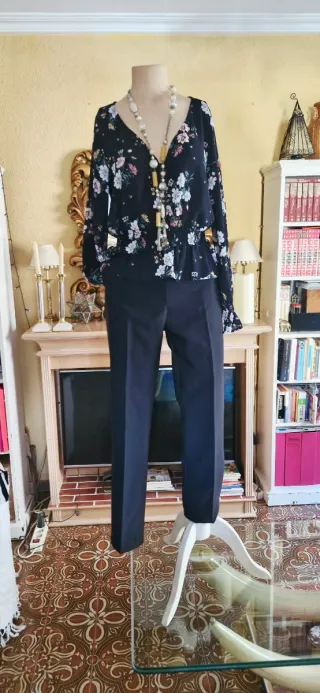 Pantalón vestir Vanilla negro con raya lateral