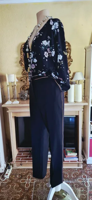 Pantalón vestir Vanilla negro con raya lateral