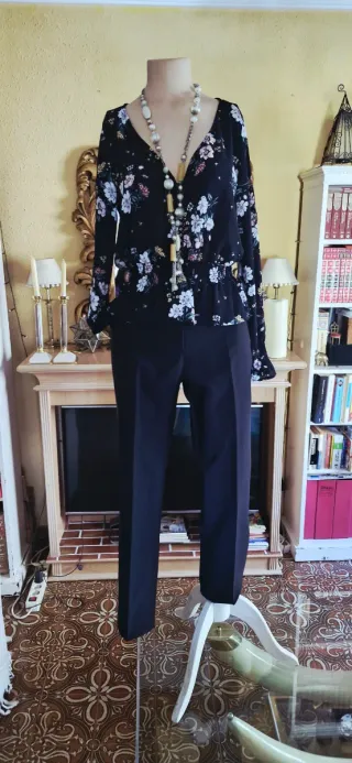 Pantalón vestir Vanilla negro con raya lateral