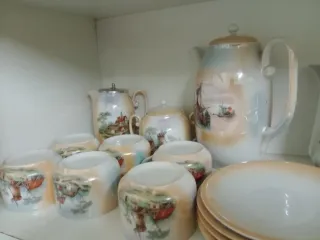 Juego de té porcelana pintada a mano