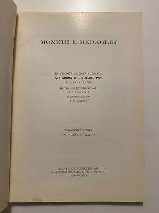 Catalogo Asta Monete e Medaglie 1979