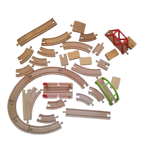 Raíles de tren de madera.