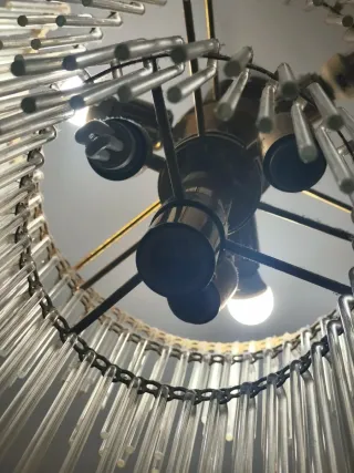 Lámpara de techo cristal y metal dorada