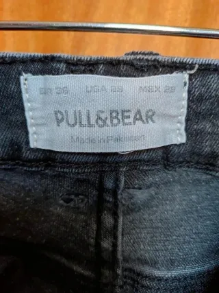 Jeans Pull&Bear Super Skinny Negro Rotos Talla 36