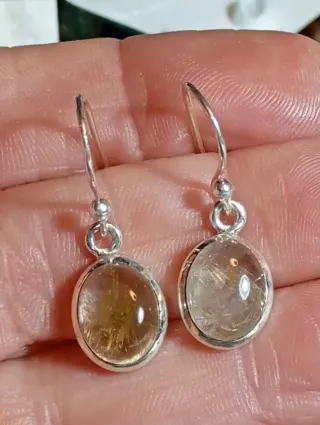 Pendientes Plata Ley cuarzo rutilado