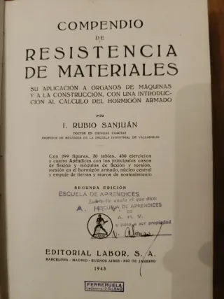 Resistencia de materiales. Libro técnico antiguo