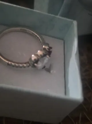 Anillo Doble Corazón Rojo y Plateado