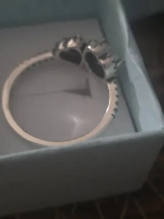 Anillo Doble Corazón Rojo y Plateado