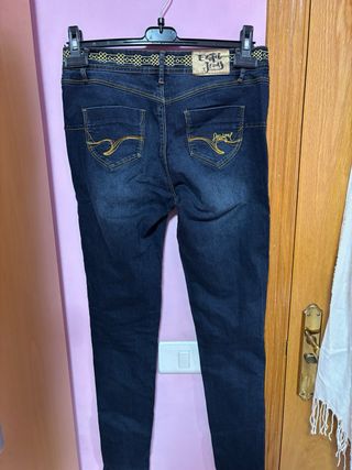 Pantalones Desigual azules con detalles dorados
