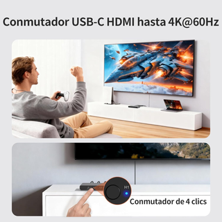 Switch HDMI 4K@60Hz 4 Entradas 1 Salida