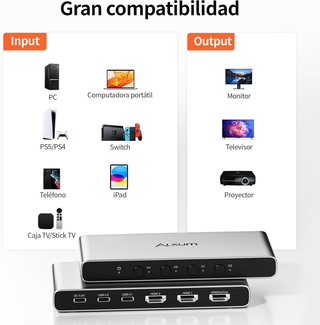 Switch HDMI 4K@60Hz 4 Entradas 1 Salida