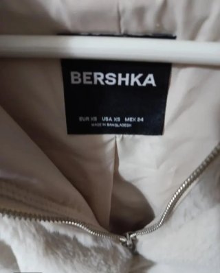 Bershka Chaquetón Pelos Beige Talla XS