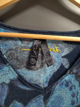 Jersey Desigual floral lentejuelas azul