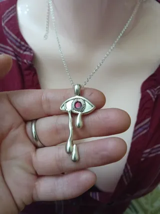 Collana occhio Fatima acciaio rosso