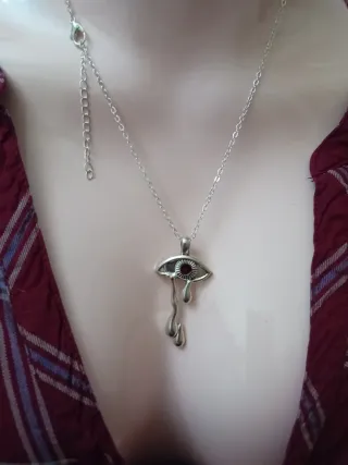 Collana occhio Fatima acciaio rosso