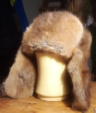 2 Gorros Rusos de Piel Auténtica Marrón Beige