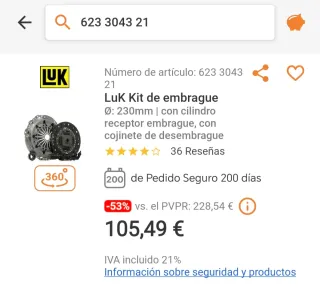 Kit Embrague LuK 623 3043 21 PSA