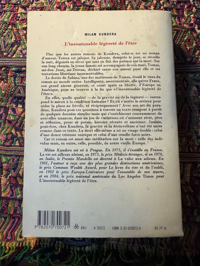 Milan Kundera Insoutenale Legerete de l'être