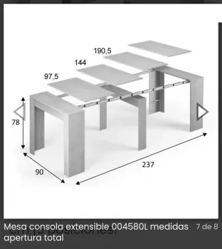 Mesa consola extensible Cemento 90 x 78 x 51 - 237