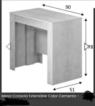 Mesa consola extensible Cemento 90 x 78 x 51 - 237
