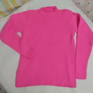 Jersey de mujer rosa de canalé
