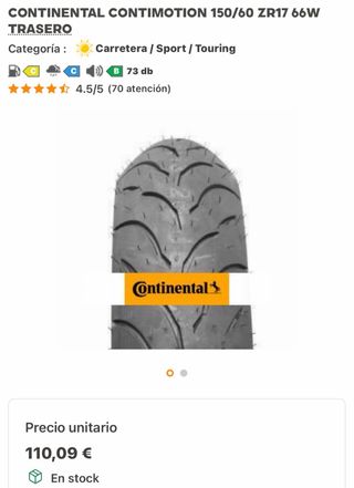 Neumático Continental ContiMotion 150/60 ZR17 66W