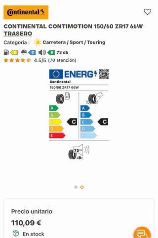 Neumático Continental ContiMotion 150/60 ZR17 66W