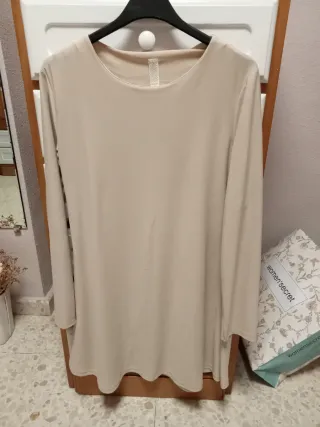 Vestido ebase beige manga larga talla única