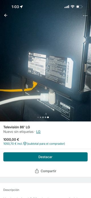 Televisión LG 86 pulgadas