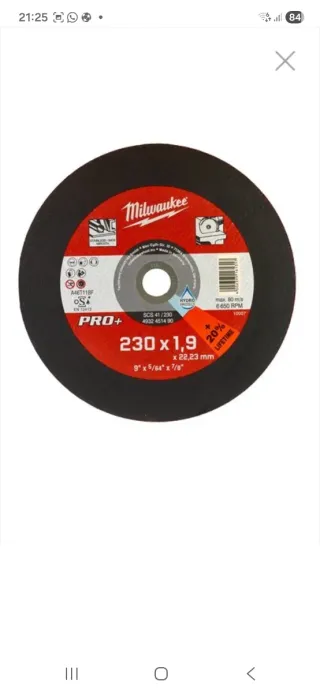 Disco taglio Milwaukee 230x1,9 PRO+