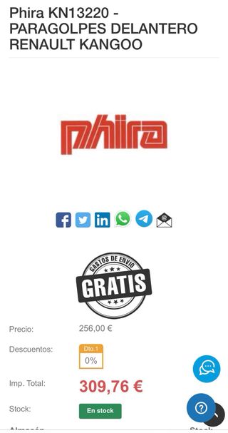 Paragolpes Renault Kangoo