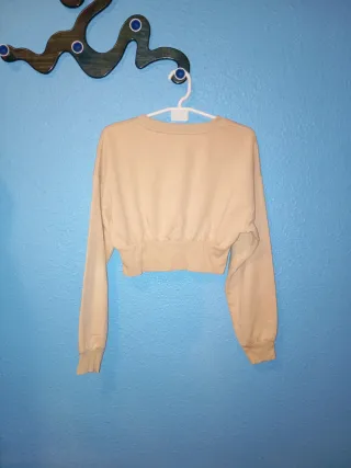Sudadera corta beige talla m