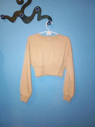 Sudadera corta beige talla m