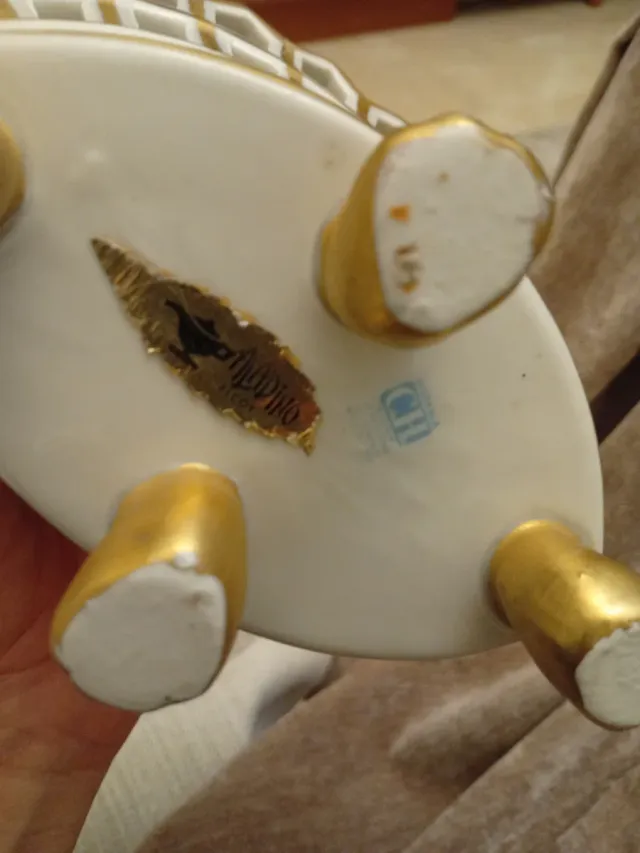 Cesta, centro mesa cerámica Hispania CH Manises