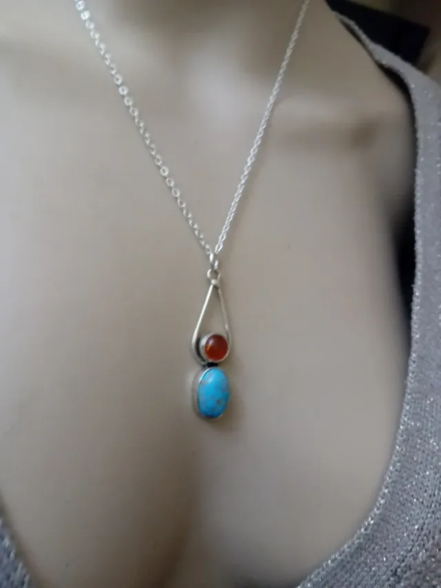 Collana Argento Ambra e Turchese