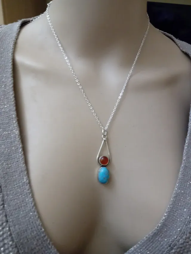 Collana Argento Ambra e Turchese