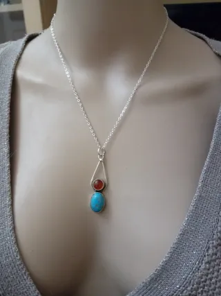 Collana Argento Ambra e Turchese