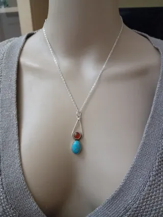 Collana Argento Ambra e Turchese