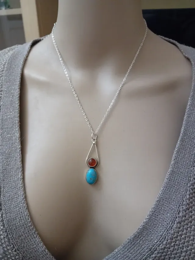 Collana Argento Ambra e Turchese