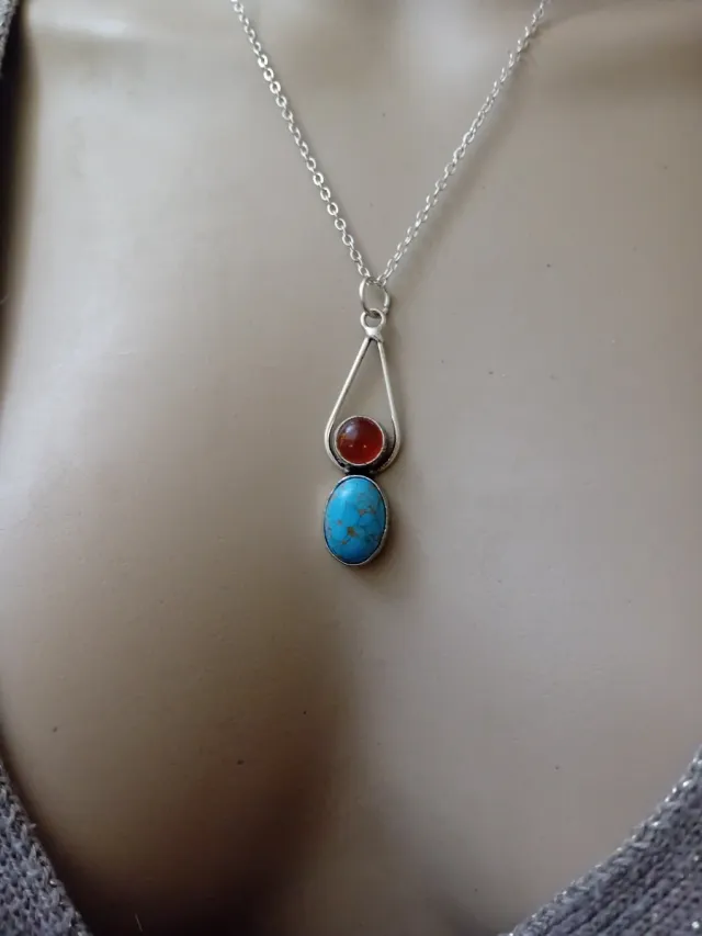 Collana Argento Ambra e Turchese